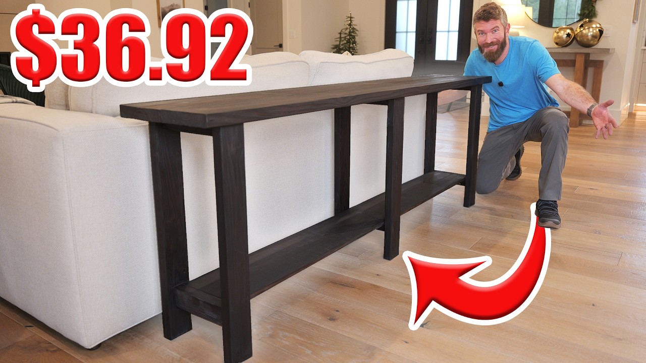 YouTube post by @rogueengineer for Kreg Tool. Caption reads: Pottery Barn wanted $899.99 for this!.