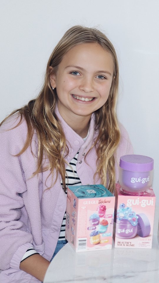 Instagram post by @milaandnoah for The Connect Agency. Caption reads: Mila is obsessed with her new gui-gui slime from....