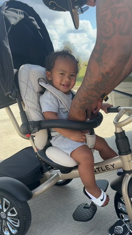 Instagram post by @officialwinstonfamily for Bentley Trike. Caption reads: [...] This was his first time riding his....