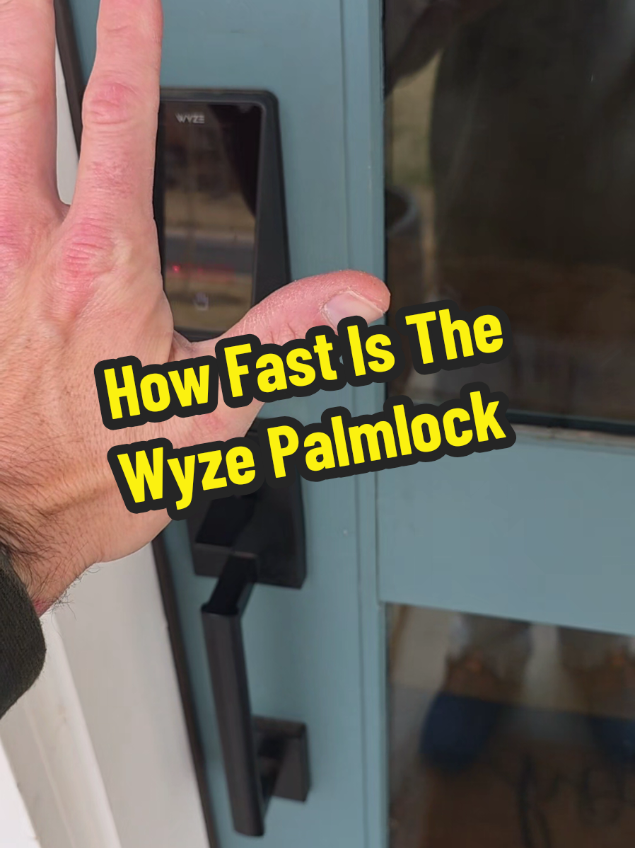 TikTok post by @theghousefam for Wyze. Caption reads: Replying to @ghsty298 Wyze Palmlock Faster than....