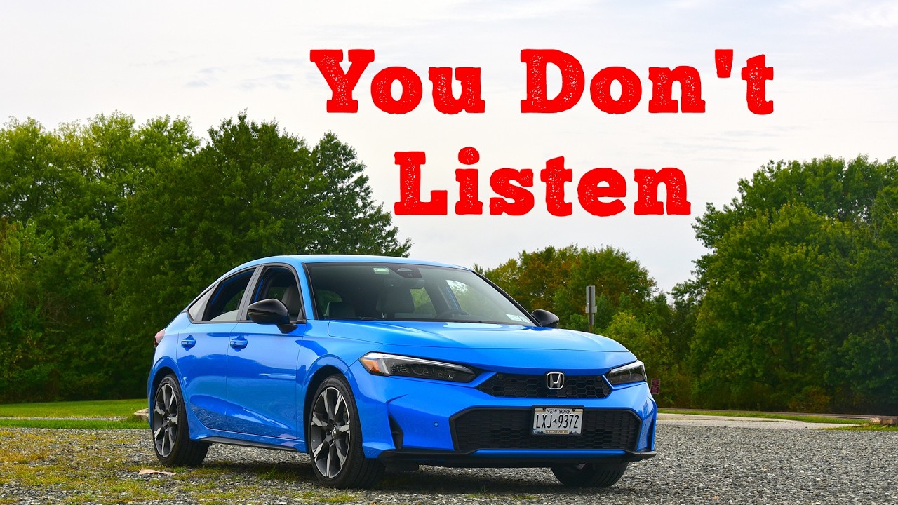 YouTube post by @RegularCars for Zazzle. Caption reads: 2025 Honda Civic Hybrid Touring: Regular Car....