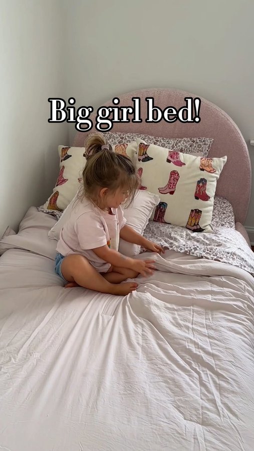 Instagram post by @thecasescasa for Softframe Designs. Caption reads: [...] chapter! 🥹 We got her bed from....