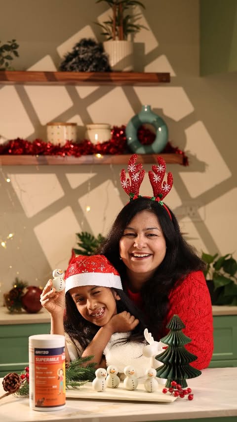 Instagram post by @neelamscookingdiaries for GRITZO. Caption reads: [...] 😅

We made a Protein Snowman Dessert ☃....