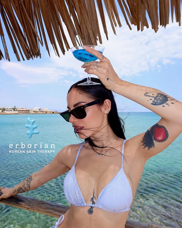 Instagram post by an influencer for Erborian Italia. Caption reads: #adv Let Summer Begin 🩵 @erborian_it....