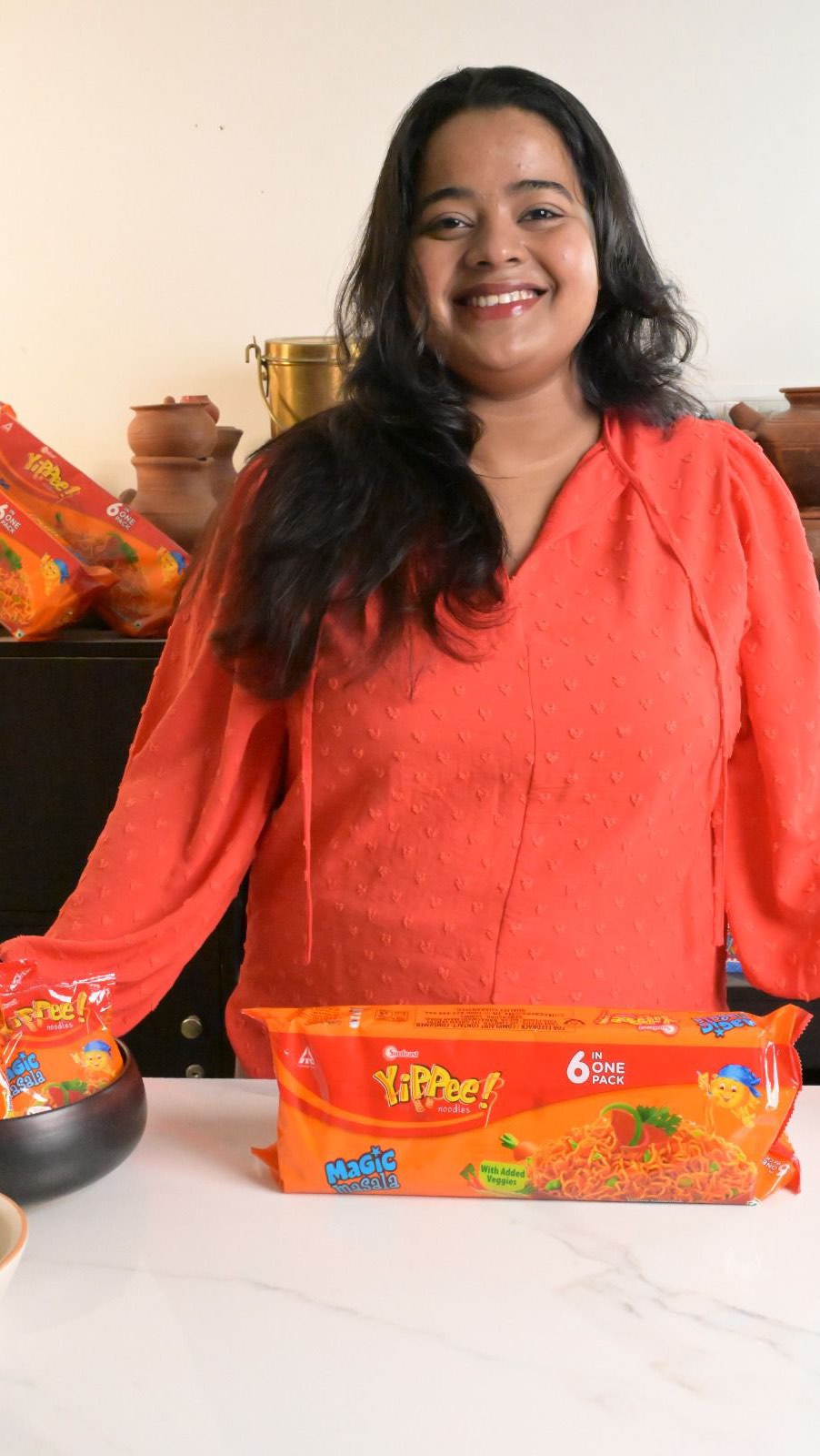 Instagram post by @thecookingamma for Sunfeast Yippee. Caption reads: When hunger strikes, Yippee comes to the rescue –....