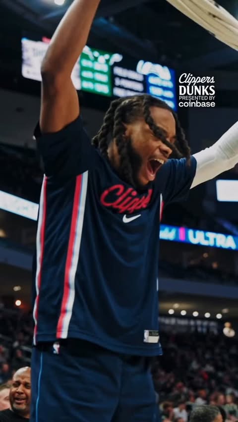 Instagram post by @laclippers for Coinbase. Caption reads: Darius Garland’s reaction to this John Collins....