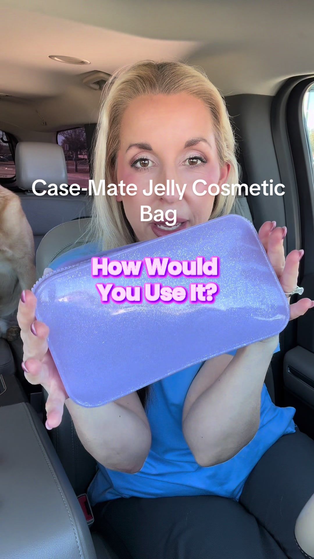 TikTok post by @spill_it_mom for Case-Mate. Caption reads: The uses for the jelly makeup bag from @Case-Mate....