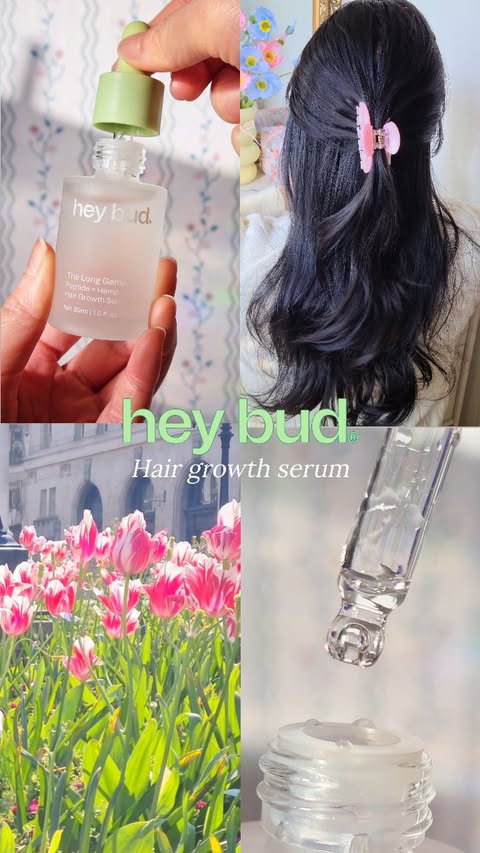 Instagram post by @beautywithmoii for Hey Bud Skincare. Caption reads: 🌿 Meet @heybudskincare Hair Growth Serum....