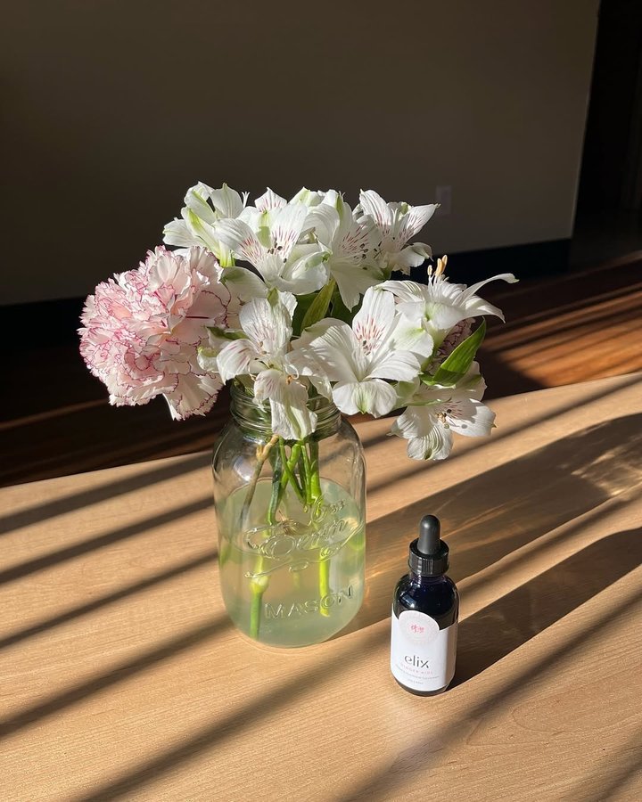 Instagram post by @sophieferguson27 for Elix. Caption reads: slow morning with @elixhealing 🌷....
