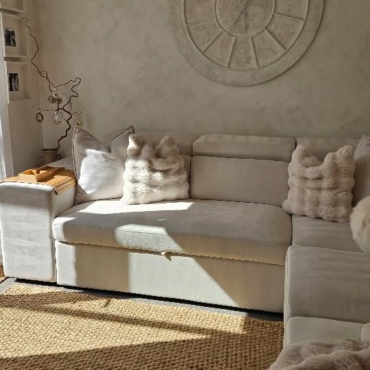 Instagram post by @foreverhomejune19 for Valencia Theater Seating. Caption reads: SOFA STORAGE BED How much does this sofa transform....