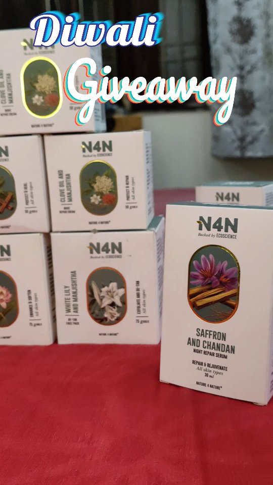 Instagram post by @varshaagarwal.beauty_glam for Nature4Nature Beauty. Caption reads: It's about time we do a festive giveaway!....