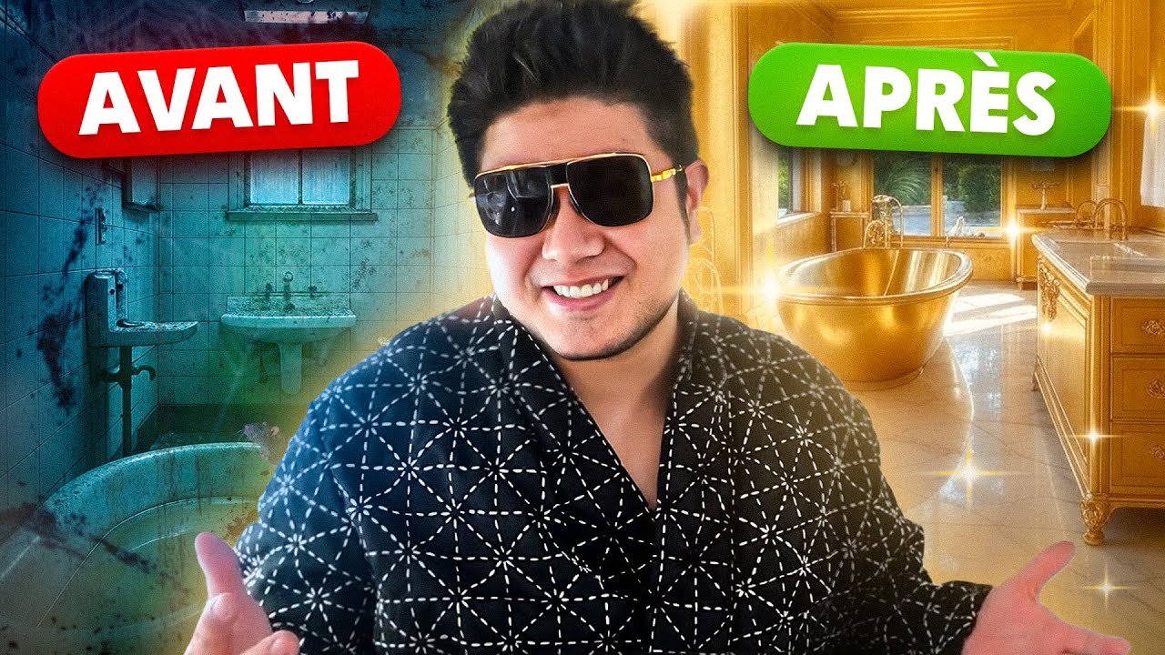 YouTube post by @superkevintranlempereur for Fnac. Caption reads: MY NEW BATHROOM!.