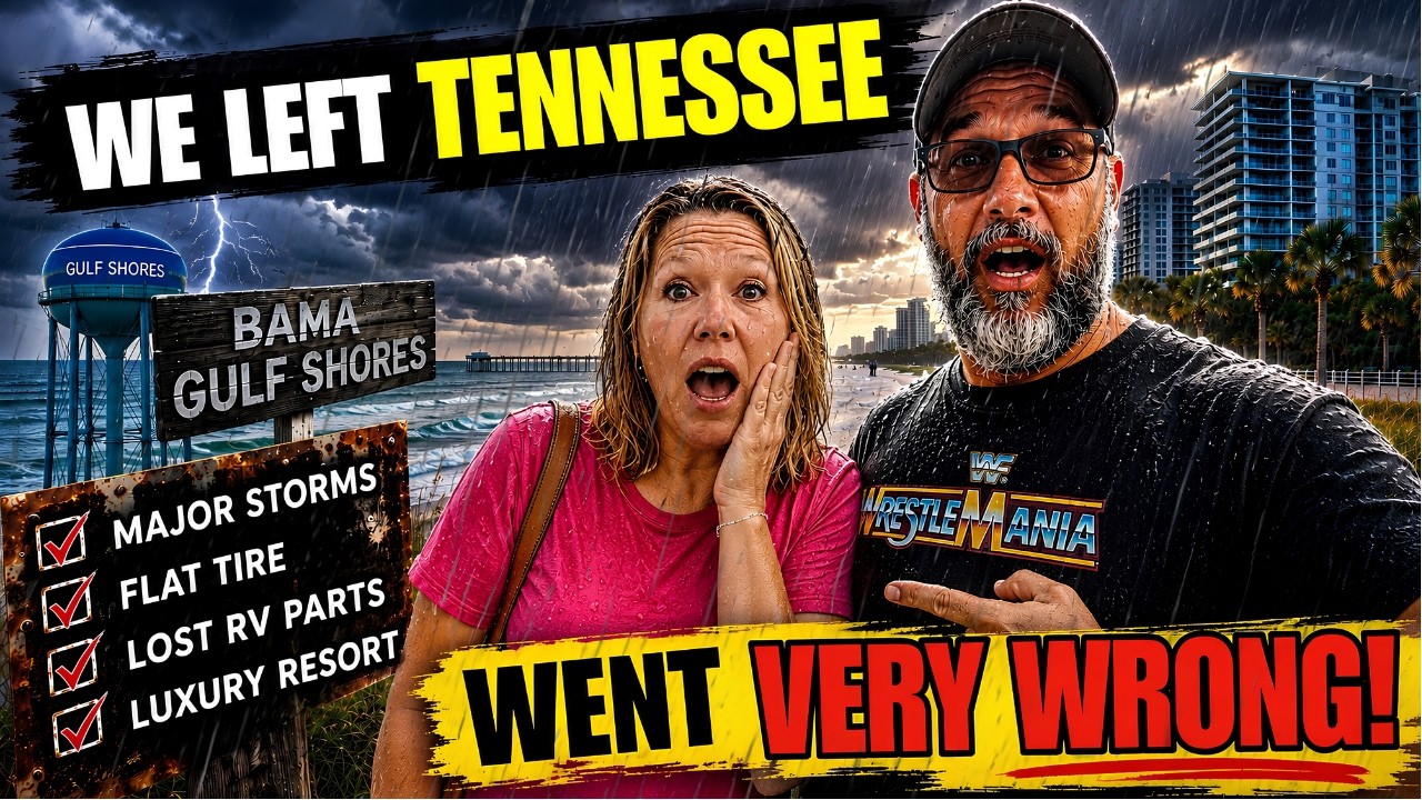 YouTube post by @liferedesigned for LiTime. Caption reads: RV Life: Traveling From Tennessee to Alabama |....