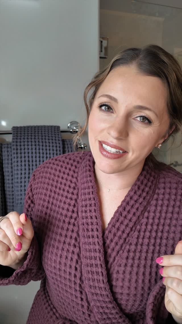 Instagram post by @itsjessicabraun for Brooklinen. Caption reads: Our bathroom has never looked better since we....