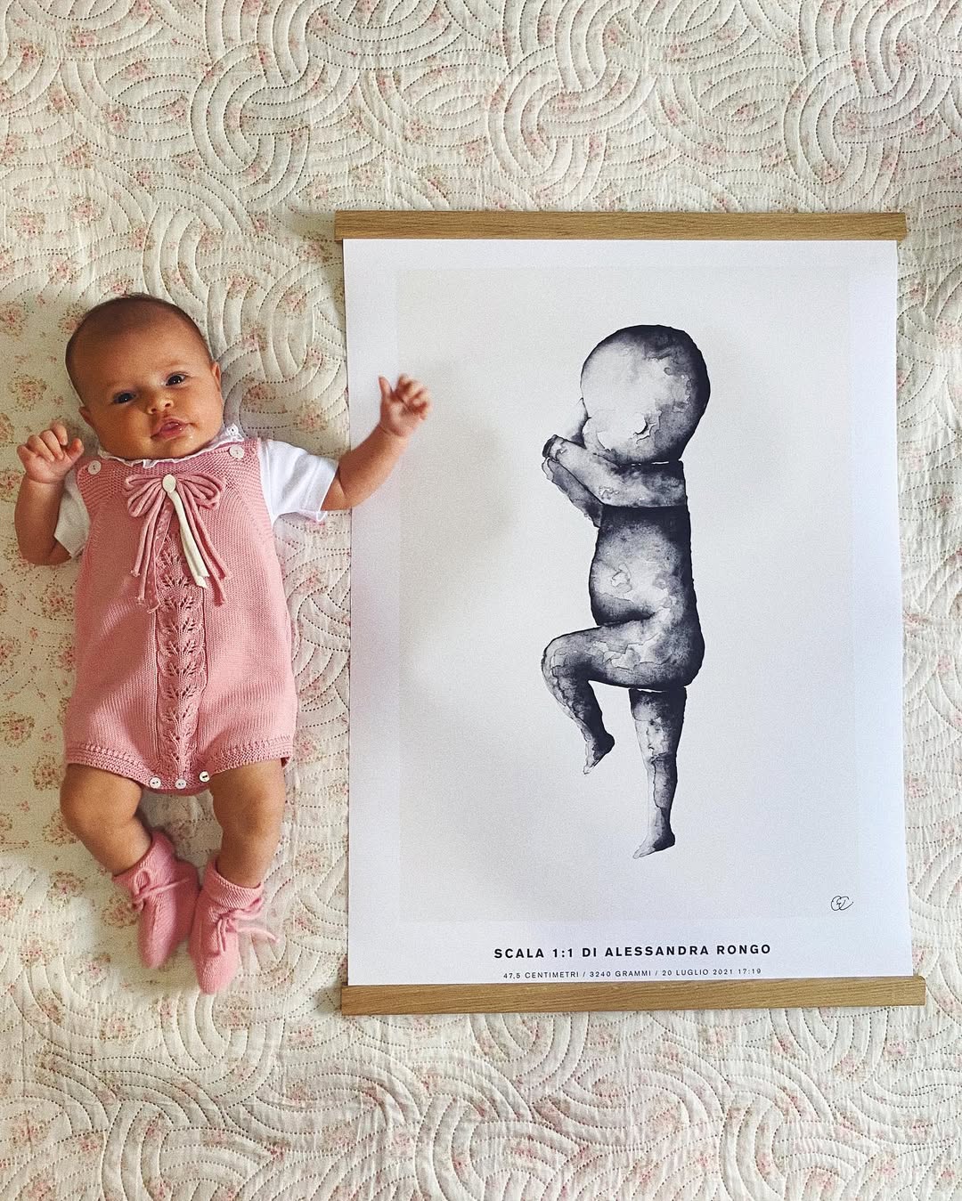 Instagram post by @rosaavallone for The Birth Poster. Caption reads: “Ok mamma, scatta pure, io intanto schiaccio un....