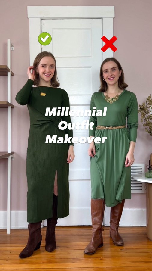 Instagram post by @two_scoops_of_style for LOFT. Caption reads: Millennial makeover (Type “SHOP” to have this look....