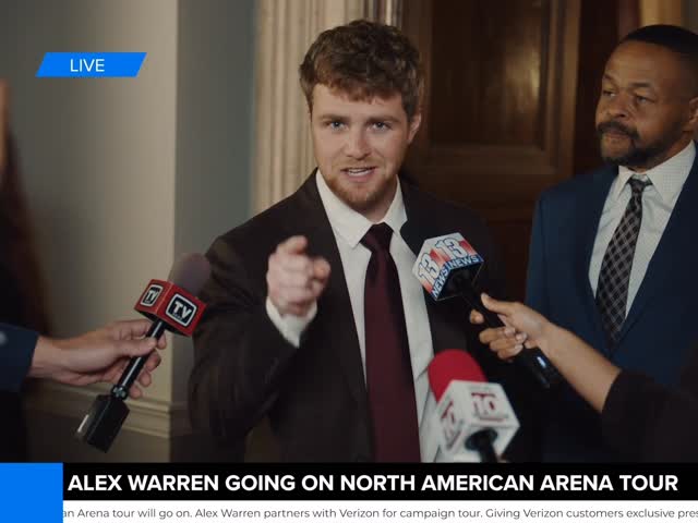 Instagram post by @alexwarren for Verizon. Caption reads: MY FIRST ARENA TOUR… Tomorrow morning @Verizon....