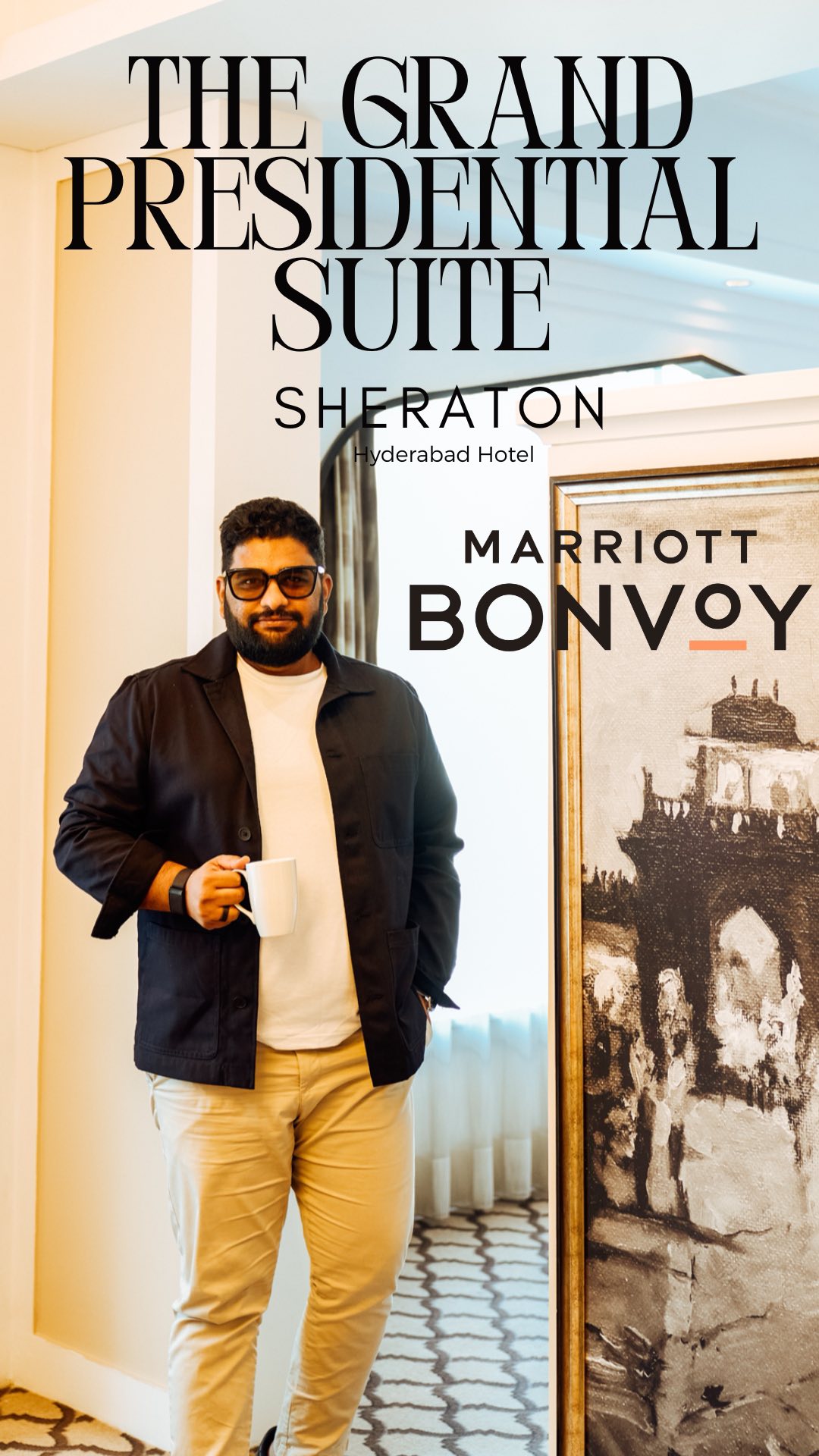 Instagram post by @thefernandist for Marriott Bonvoy. Caption reads: Where Nizami Grace meets Modern Luxury : Inside....