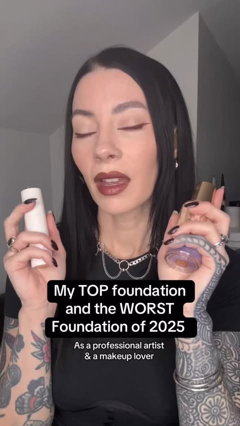 Instagram post by @jessicahazemua for NABLA Cosmetics. Caption reads: Best and worst foundation of 2025.