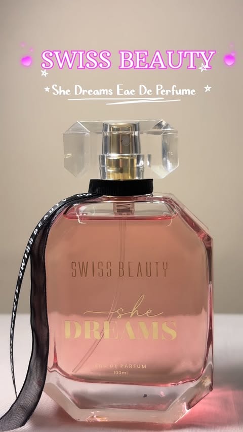 Instagram post by @_okaysana_ for Craze. Caption reads: She Dream Perfume 🎀💌 @officialswissbeauty....