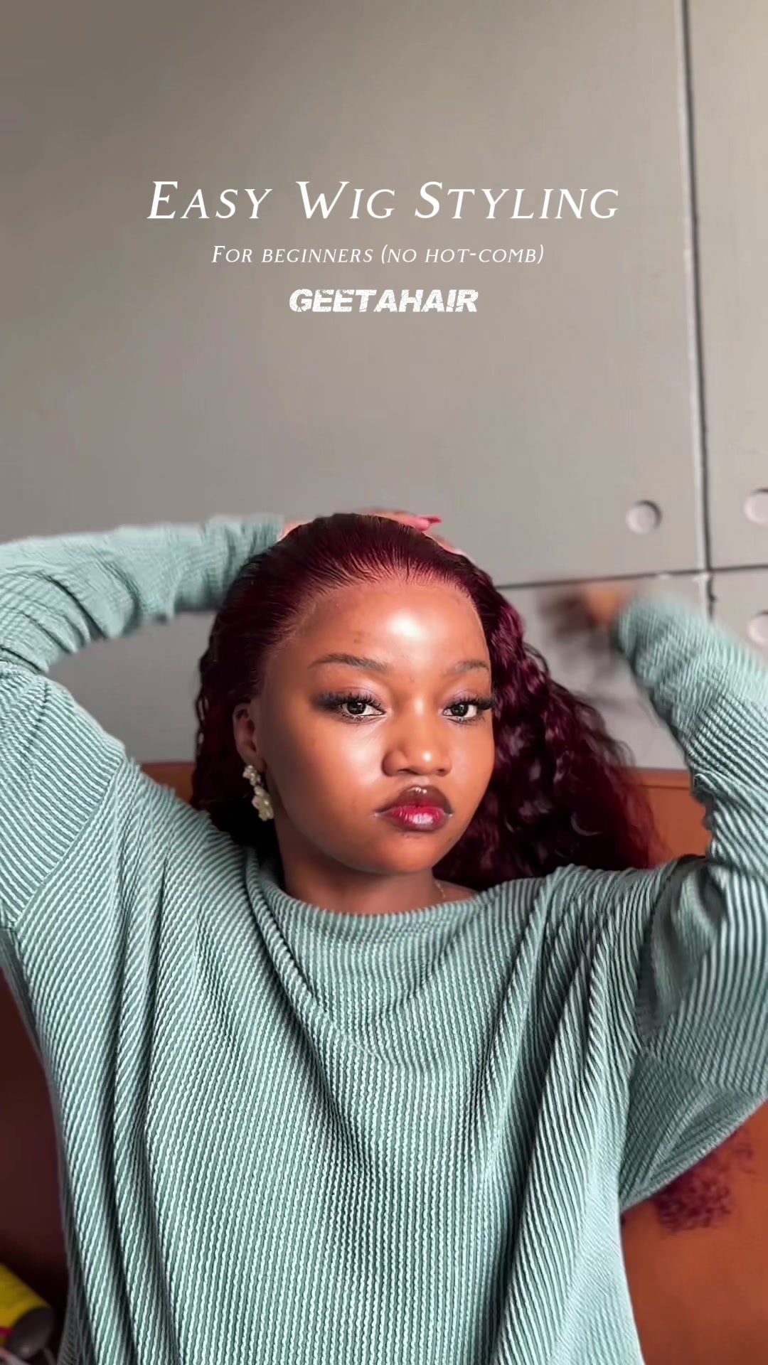 TikTok post by @sihle_moye for Geeta Hair. Caption reads: Sale!!! @Geeta Hair GEETA 99J Burgundy Burmese....