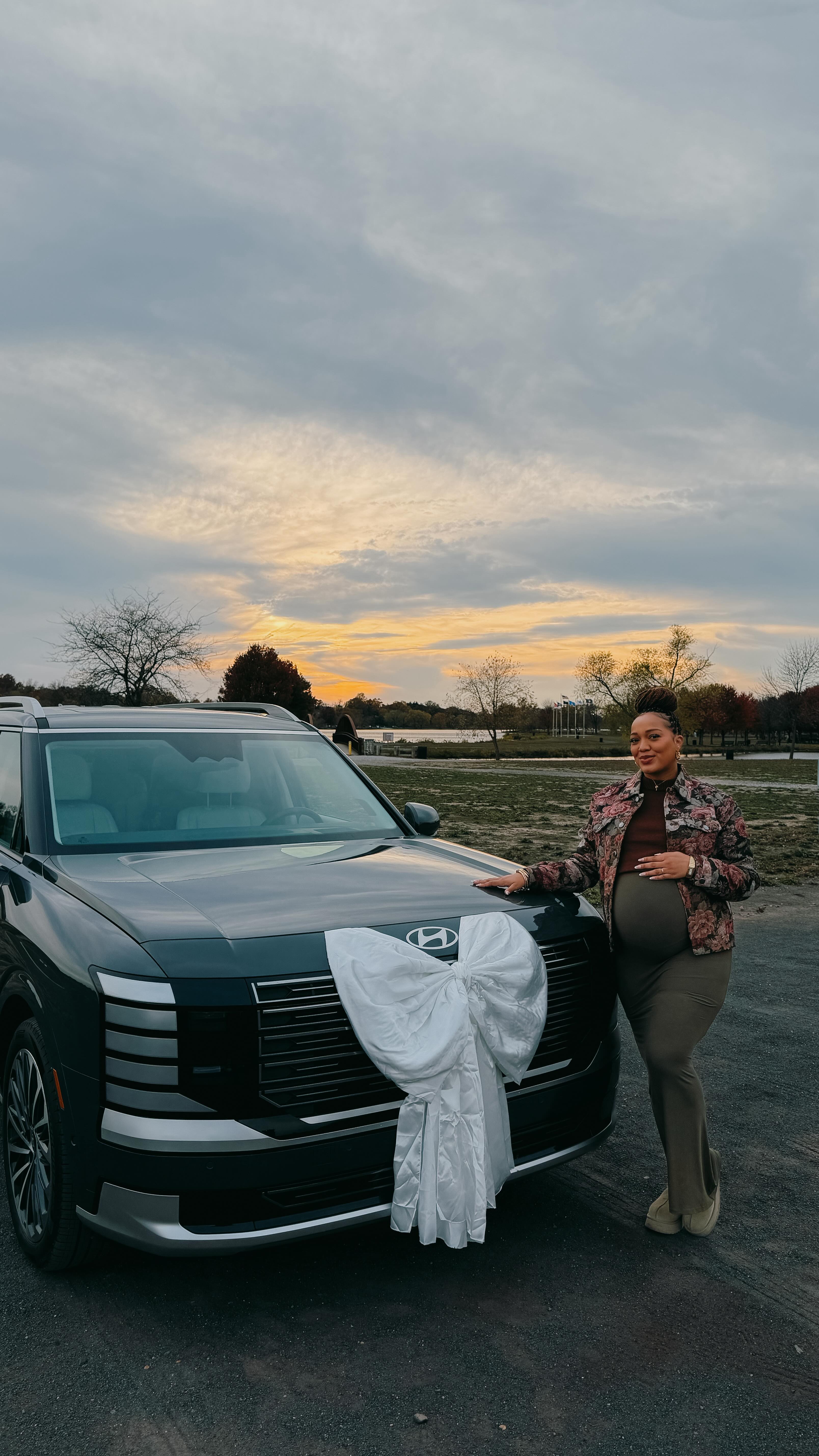 Instagram post by @diamoniquevalentine_ for Hyundai USA. Caption reads: Because who said mom cars can’t turn heads? 😍You....