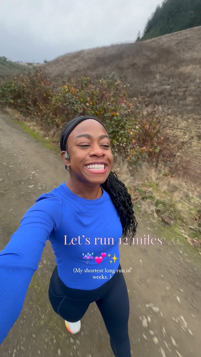 Instagram post by @mlynn_strides for Senita Athletics. Caption reads: When 12 miles in the shortest long run you had on....