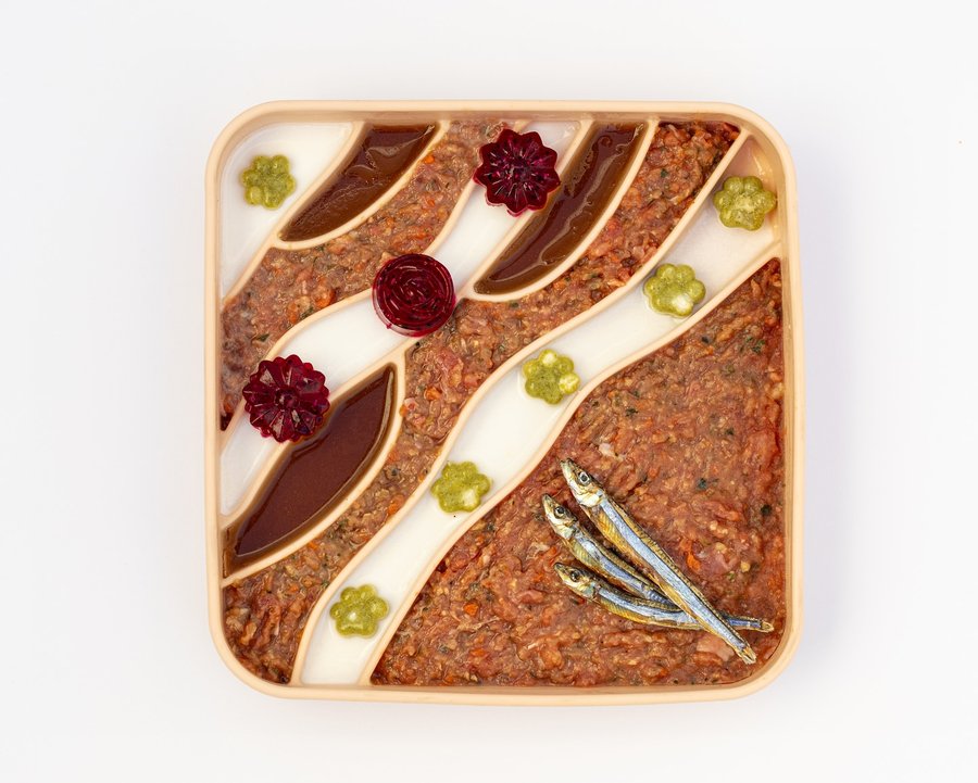 Instagram post by @cocotheshepherdhusky for Dogged. Caption reads: Beating the heat with a frozen slowfeeder....