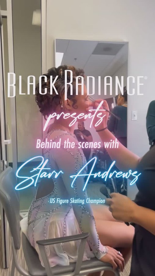 Instagram post by @starrandrews for Black Radiance Beauty. Caption reads: Black Radiance® is super proud to announce our....