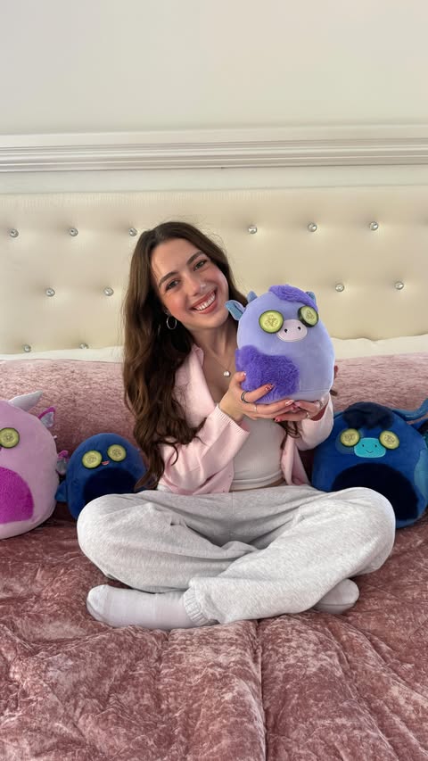 Instagram post by @symonneharrison for Squishmallows. Caption reads: #ad @squishmallows ditch day is my new favorite....