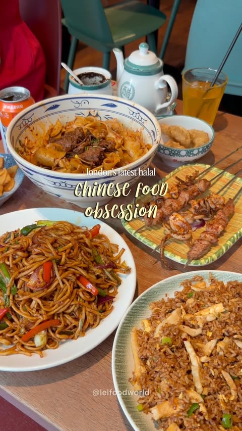 Instagram post by @foodies.explores for Europe Travel. Caption reads: AD | LONDON’S BEST HALAL OIL SPILL NOODLES 🍜🔥 If....