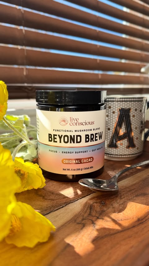 Instagram post by @ash.rodriguez.ugc for Live Conscious. Caption reads: [...] out morning coffee crashes for....