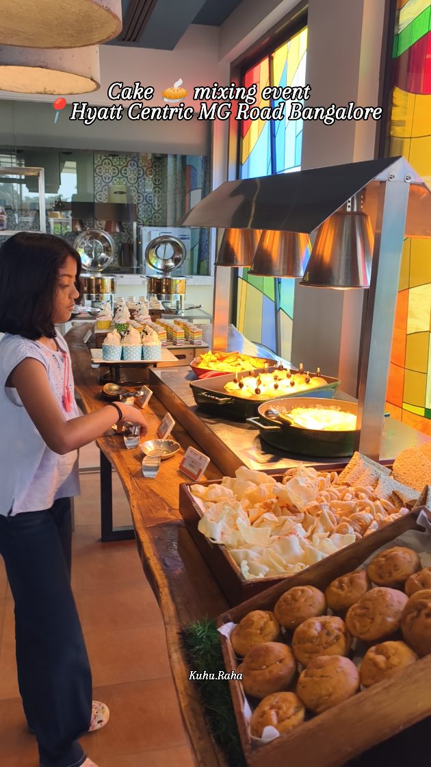 Instagram post by @kuhu.raha for Hyatt. Caption reads: Glad to be a part of Cake mixing event....