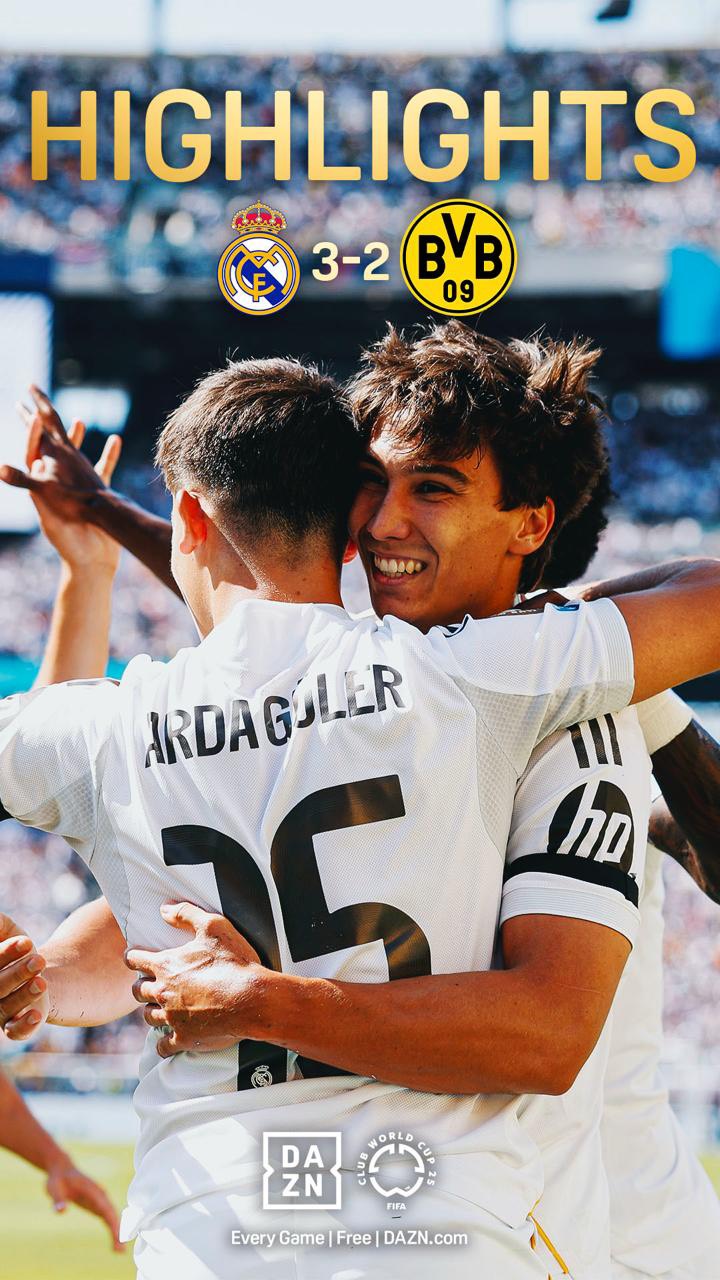 Instagram post by @daznfootball for Verizon. Caption reads: HIGHLIGHTS: @realmadrid 🆚 @bvb09 

Relive the....