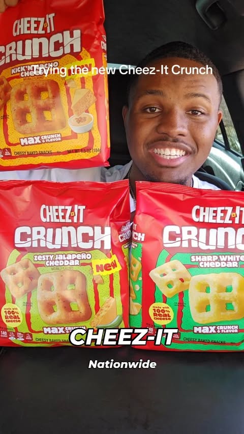 Instagram post by @eatwithvaughn for Cheez-It. Caption reads: #ad The NEW @cheezit CRUNCH is a must try [...].