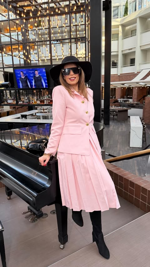 Instagram post by @official.vineeta_fashion for stylewe.com. Caption reads: Soft pink, sharp energy 💗 @stylewe understood the....