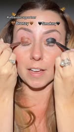 Instagram post by an influencer for Urban Decay Cosmetics. Caption reads: [...] or Bronzy?! 🖤✨🤎 @urbandecaycosmetics....