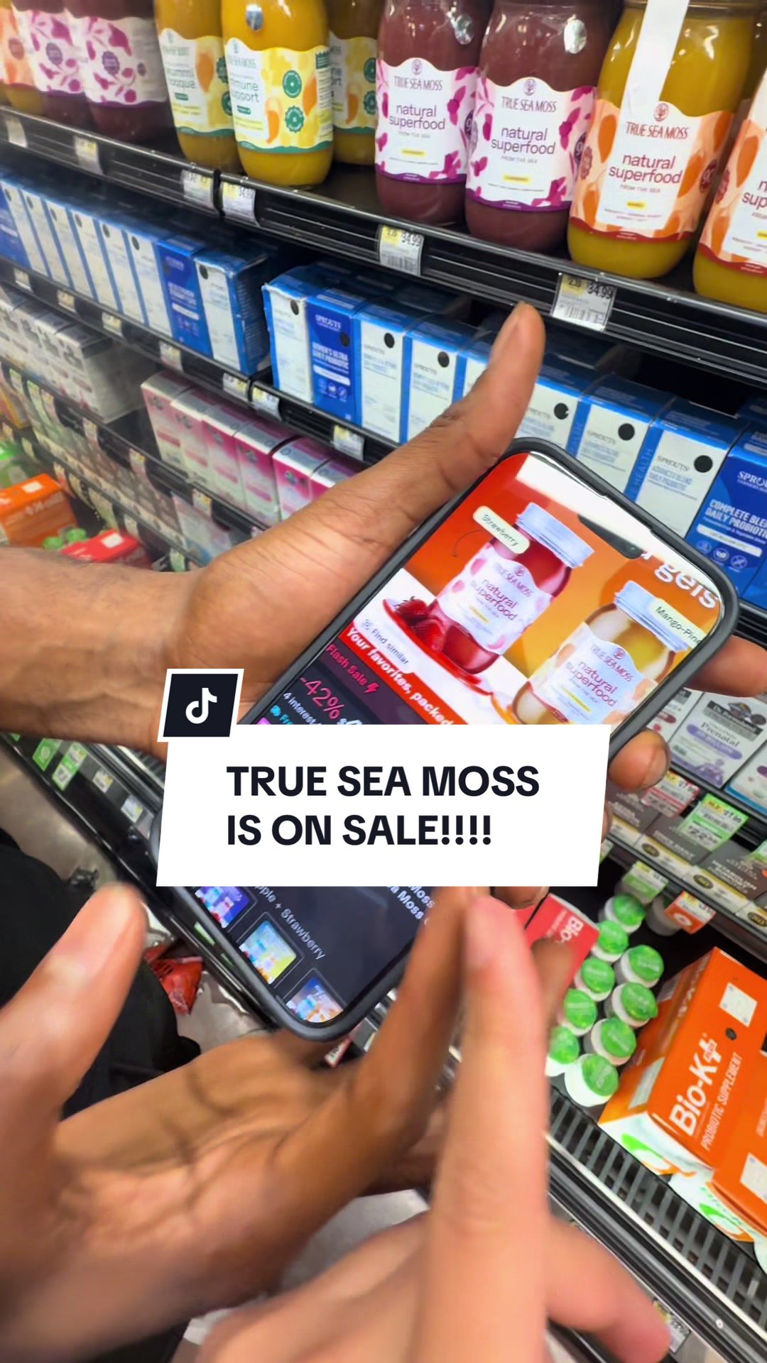 TikTok post by @mariebriii for TrueSeaMoss. Caption reads: This is why I love TikTok shop @trueseamoss....