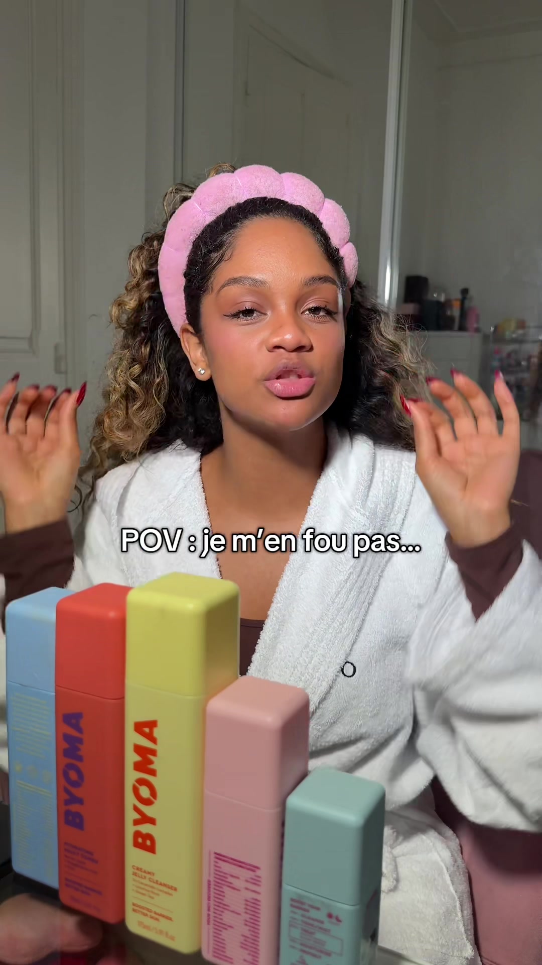 TikTok post by @layanne.bch for BYOMA. Caption reads: [...] @SEPHORA pour retrouver les produits @byoma....