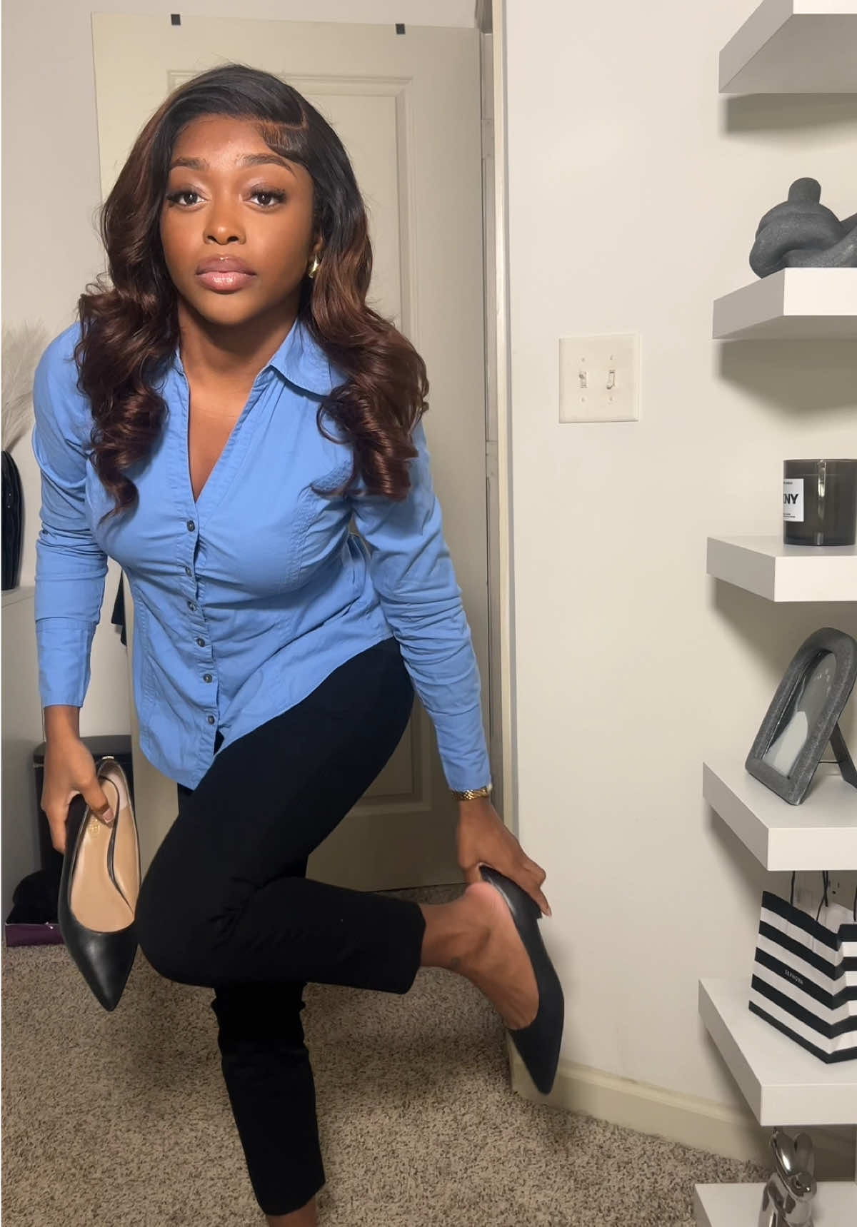 TikTok post by @thatgearl for Pizazz Hair. Caption reads: It’s nothing worse than waking up late and your....