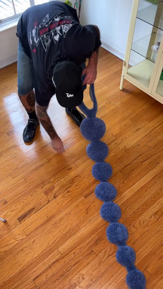 Instagram post by @sclass_supply for AdamAndEve.com. Caption reads: 3D Booty Bead rug with @therealadamandeve 
73”....