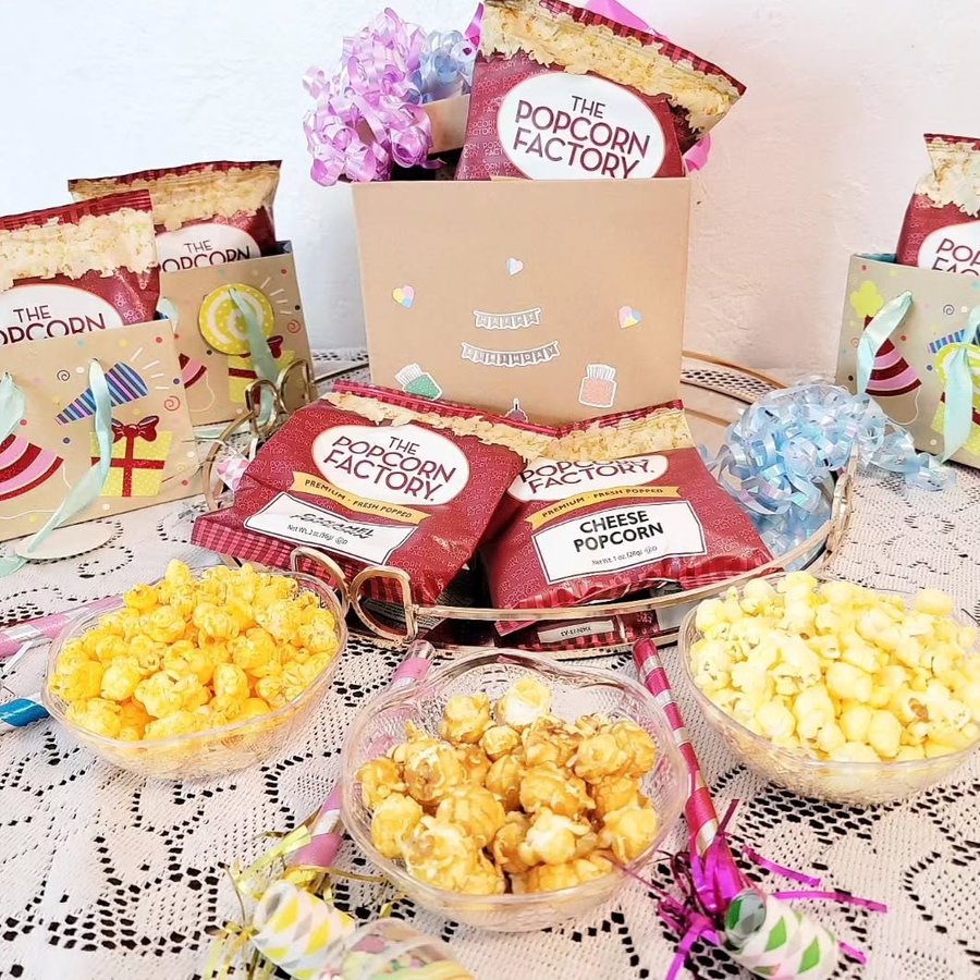 Instagram post by @horsingaroundla for The Popcorn Factory. Caption reads: #ad🍿 Where are my June birthdays at? It's time to....