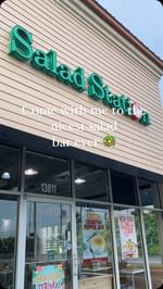 Instagram post by @likecherriesinspring for Salad Station. Caption reads: [...] bar?! 🥗✨ You heard that right,....