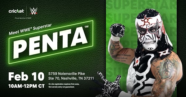 Instagram post by @penta_zero_miedo for CricketWireless. Caption reads: NASHVILLE! Meet & Greet with @penta_zero_miedo....