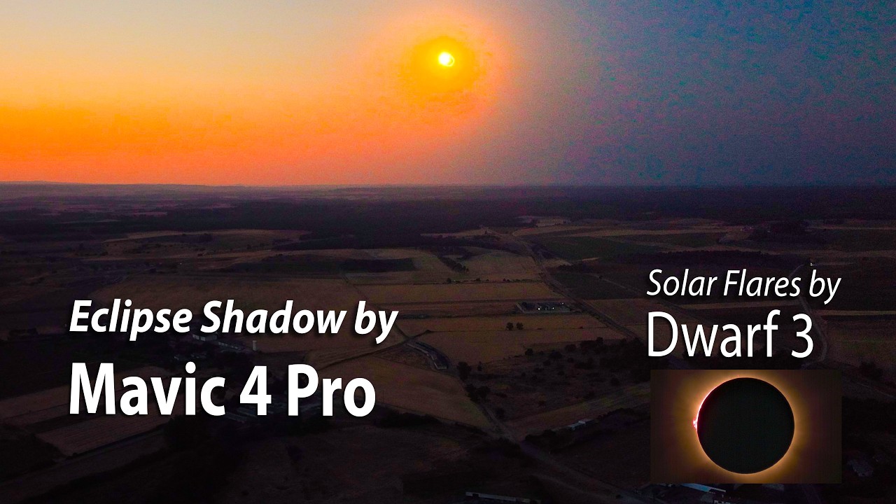 YouTube post by @IaninLondon for audiio. Caption reads: Solar Eclipse Totality & Massive Sun Flares: DJI....