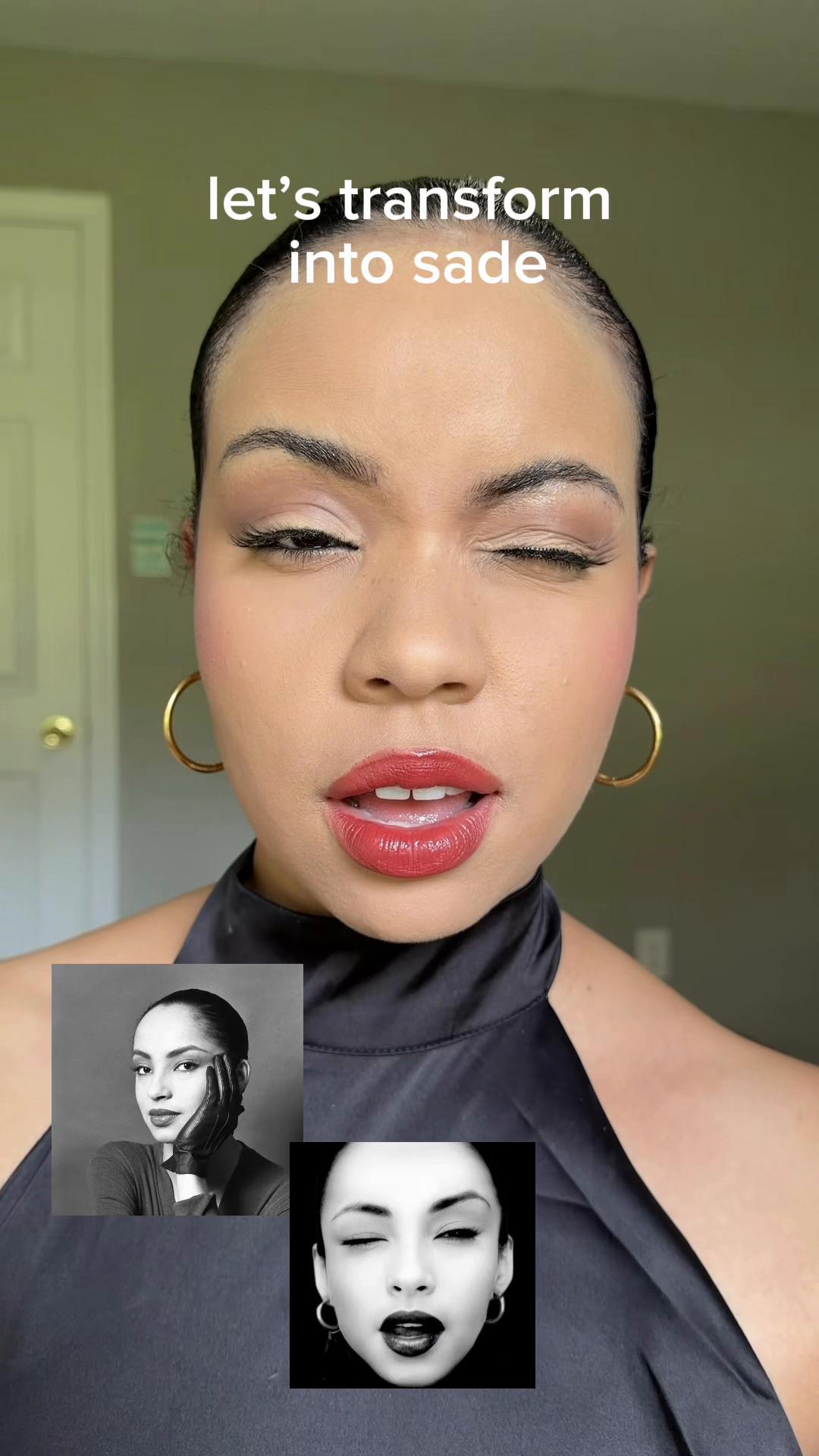 TikTok post by an influencer for Armani Beauty. Caption reads: [...] Skin Wear Foundation • @Armani beauty....