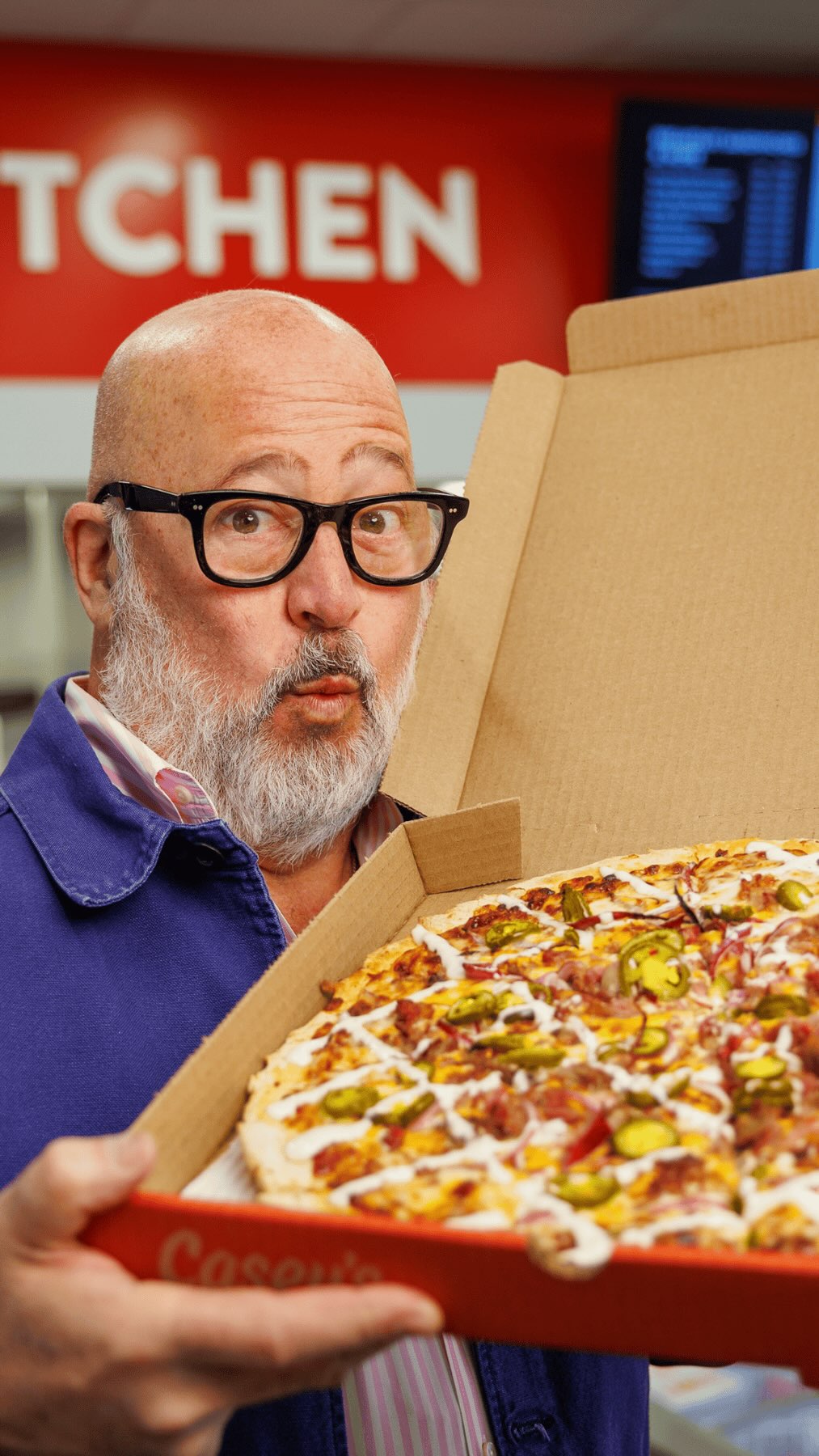 Instagram post by @chefaz for Casey’s. Caption reads: Rating @caseys pizzas so you don’t have to (but....