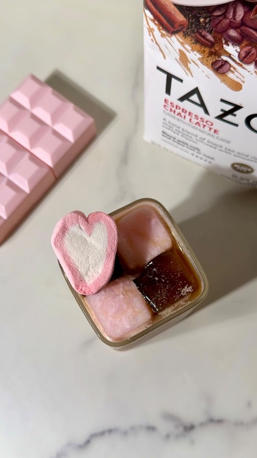 Instagram post by @estherscafe_ for Tazo. Caption reads: 💘 send to your sweet latte lovers 

this....