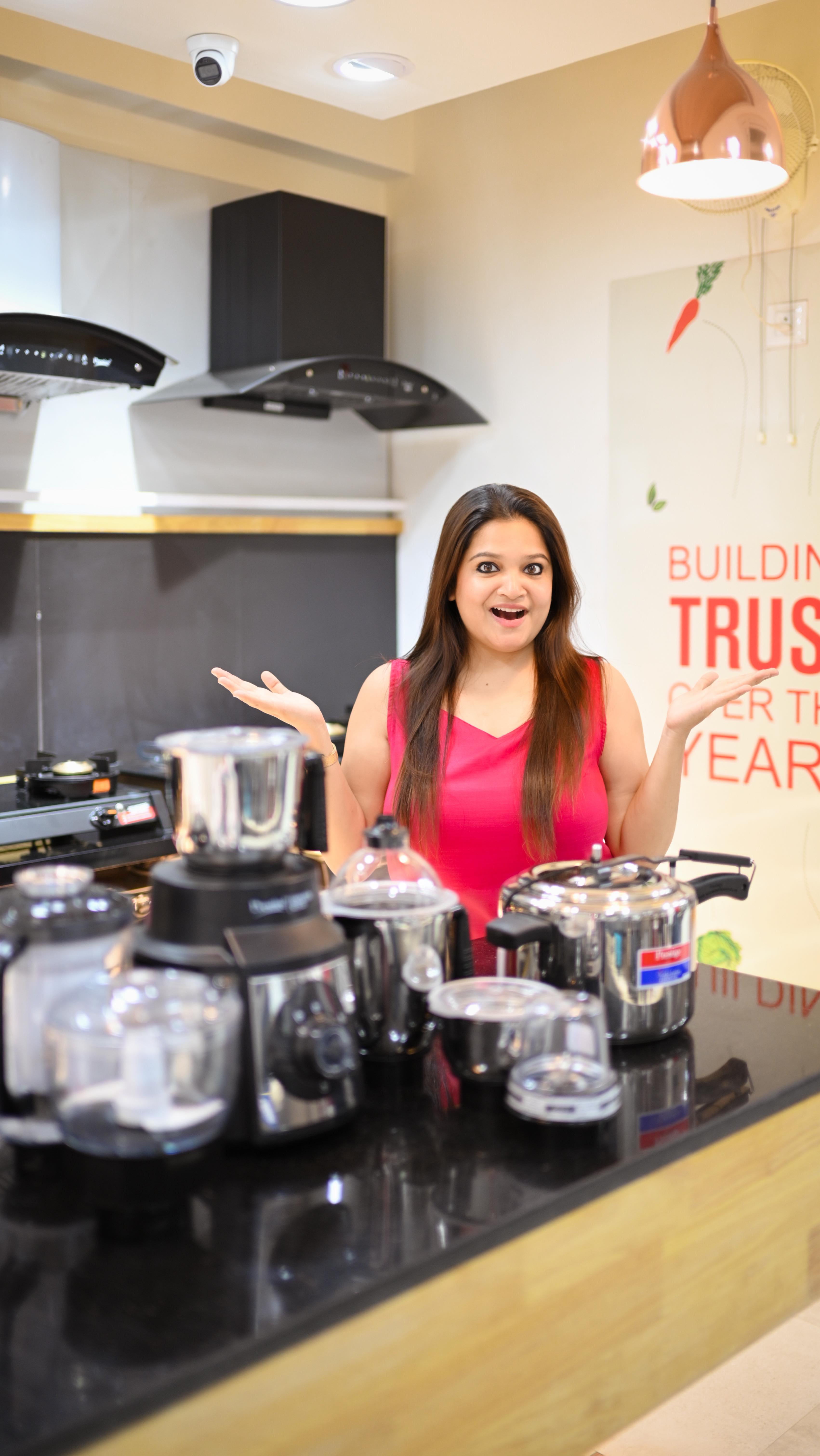 Instagram post by @ratri__003 for TTK Prestige. Caption reads: Upgrade Your Kitchen ✨
With the BEST!!! 

Prestige....