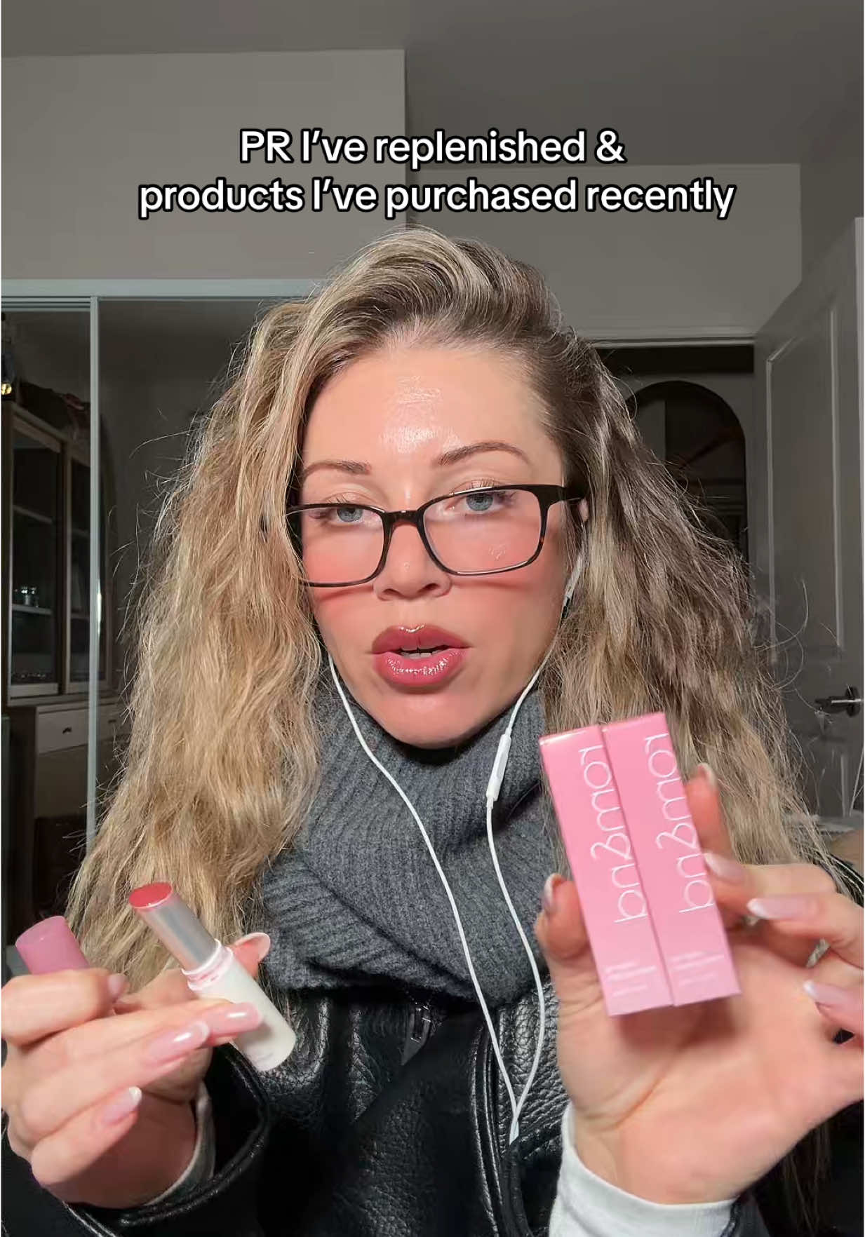 TikTok post by @caggiebaby for Augustinus Bader. Caption reads: Products that I will re-buy over & over again 🛍️....